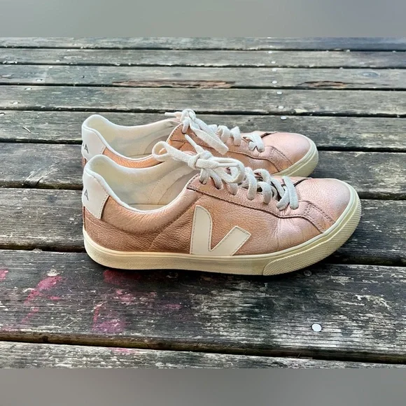 Anthropologie VEJA Rose Gold Metallic Esplar Sneakers - Picture 5 of 12